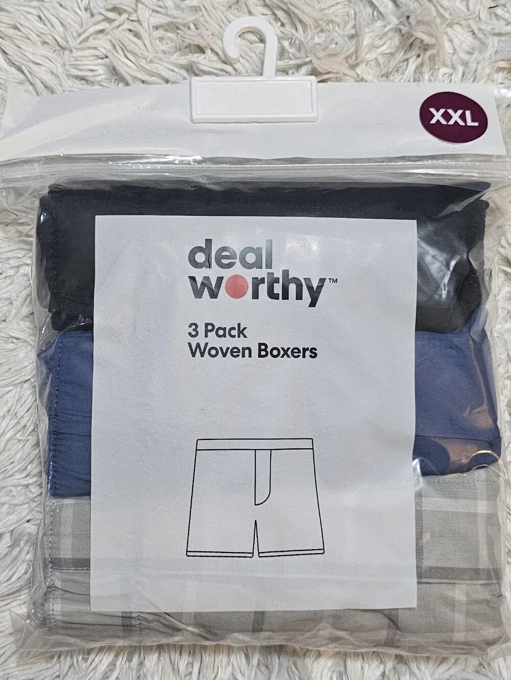 Men’s 3-Pack Woven Boxers - Black, Blue, Gray Plaid - XXL